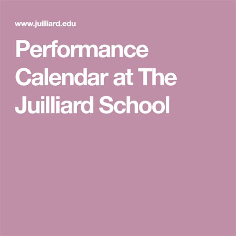 juilliard performance calendar